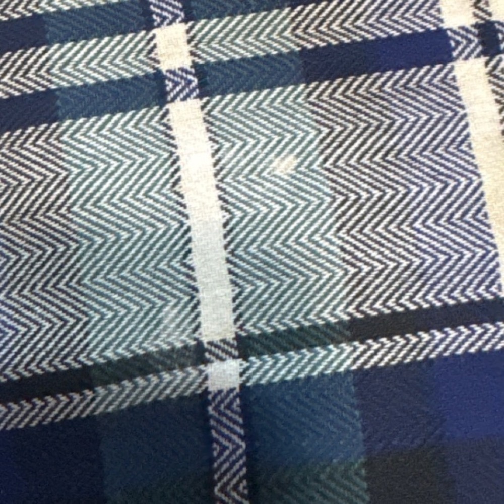 Structure Mens Large Green Blue Plaid Flannel Button Down Shirt Cotton Vintage - Picture 8 of 11